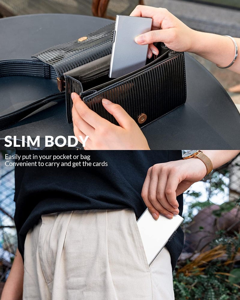 VULKIT Minimalist Credit Card Holder Pop Up Cards RFID Protection Slim Metal Wallet - Image 5